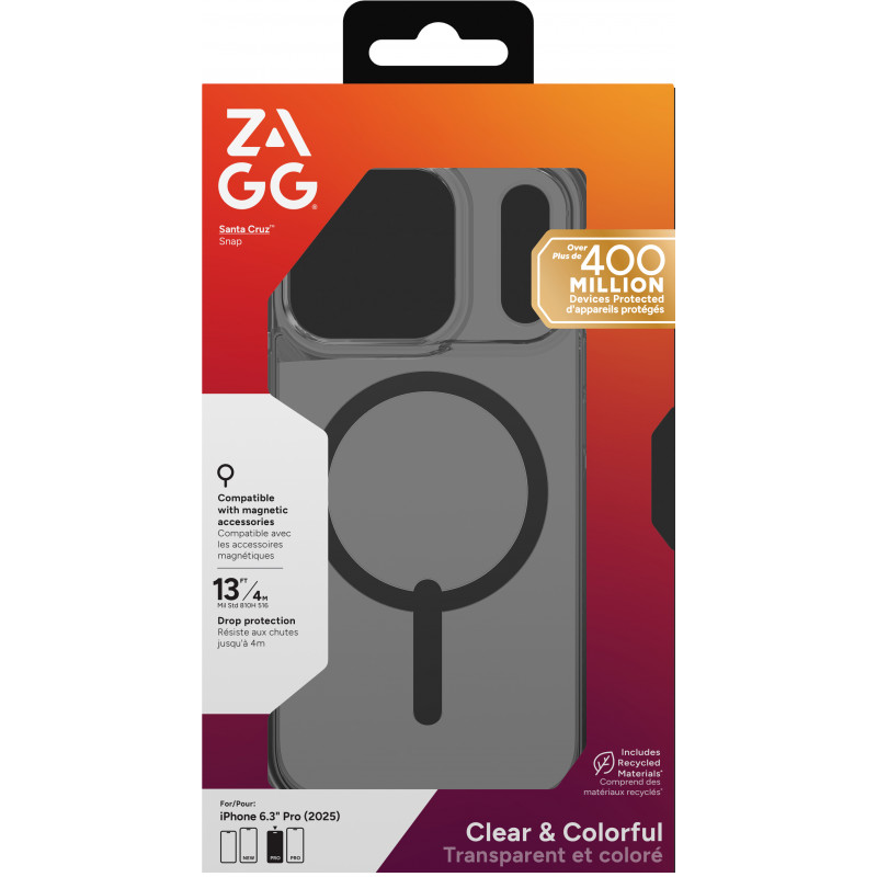 Custodia ZAGG Santa Cruz Snap per iPhone 17 Pro - nero mezzanotte