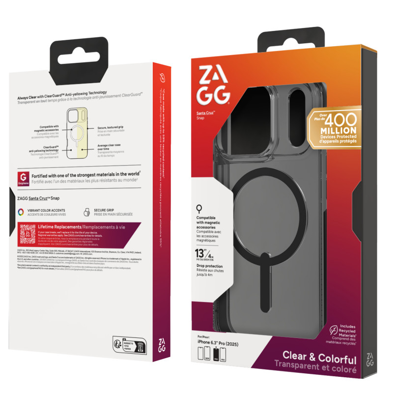 Custodia ZAGG Santa Cruz Snap per iPhone 17 Pro - nero mezzanotte