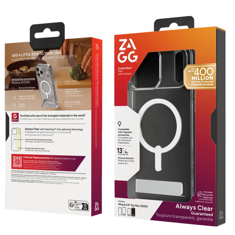ZAGG Crystal Palace Snap cover per iPhone 17 Pro Max - Trasparente