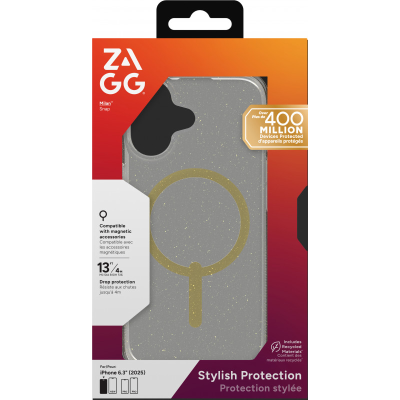 ZAGG Milan Snap Custodia per iPhone 17 - Glitter Gold
