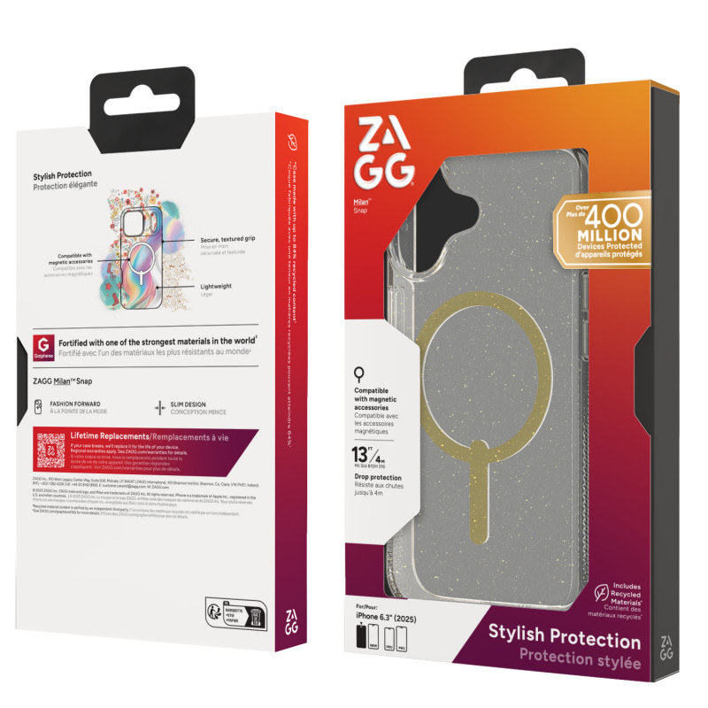 ZAGG Milan Snap Custodia per iPhone 17 - Glitter Gold