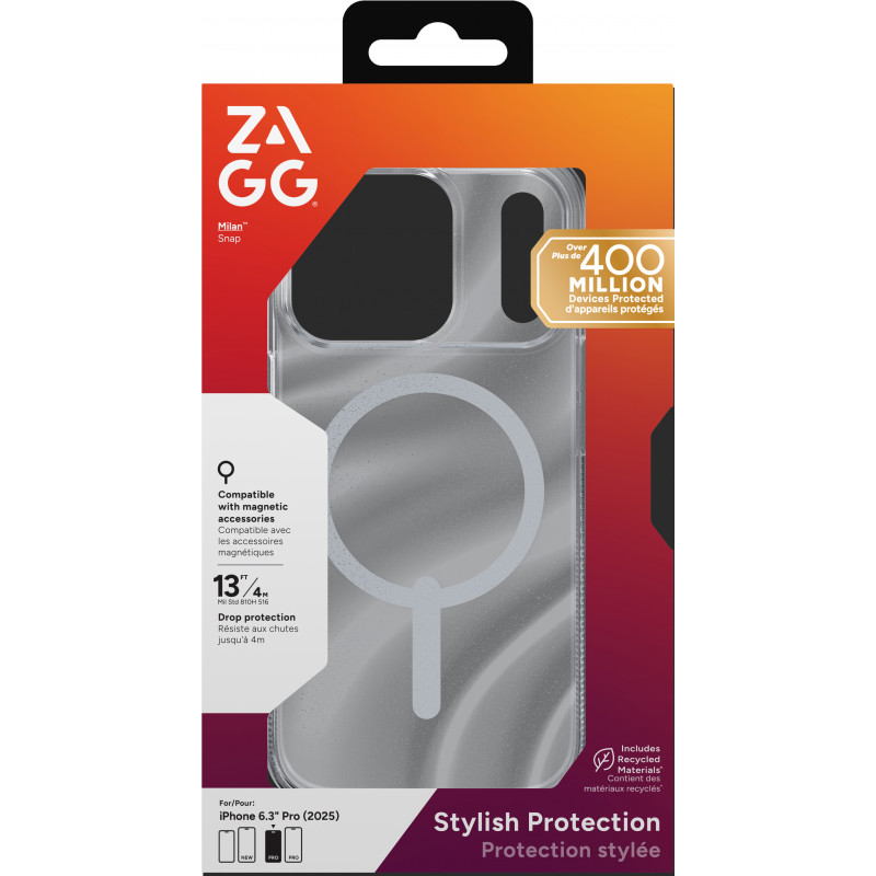ZAGG Milan Snap Custodia per Apple iPhone 17 Pro - Glitzer-Wirbel