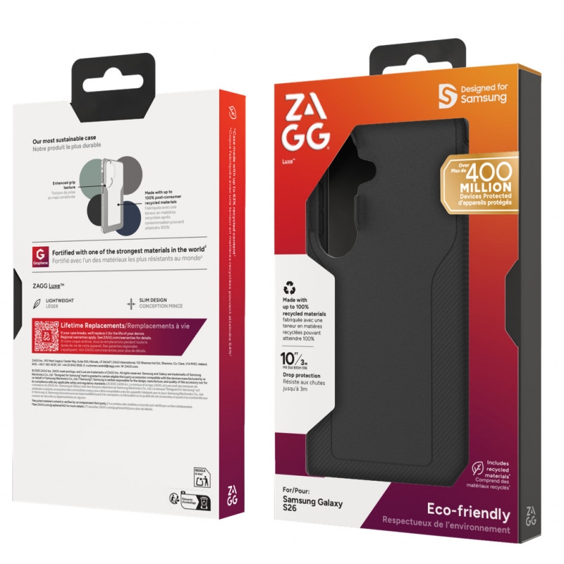 Custodia ZAGG Luxe per Samsung Galaxy S26, nero, ZG702321154