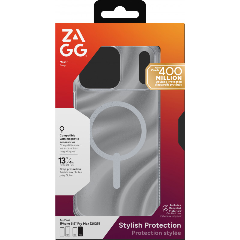 ZAGG custodia Milan Snap per iPhone 17 Pro Max - vortice glitter