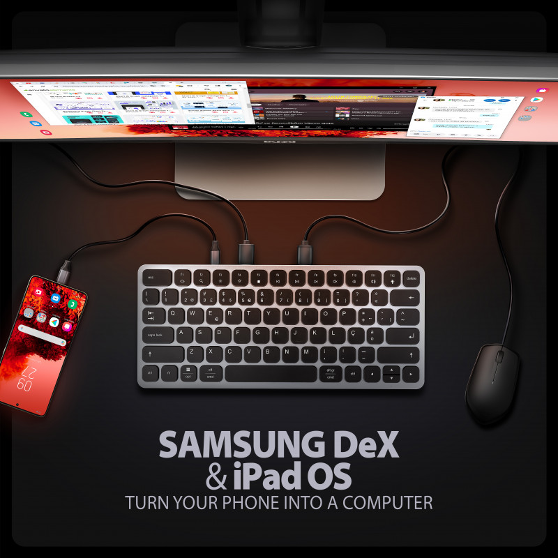 AXAGON HMC-KB-PT hub 9-in-1 con tastiera USB-C 5Gbps (PT)