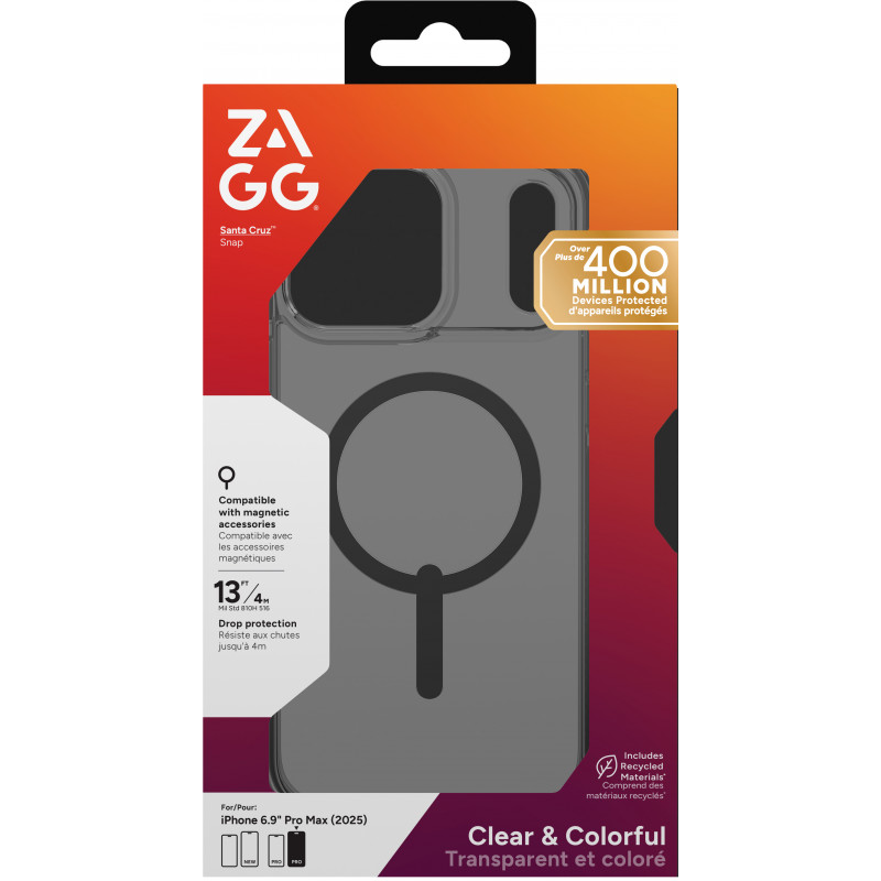 Custodia ZAGG Santa Cruz Snap per iPhone 17 Pro Max - nero mezzanotte