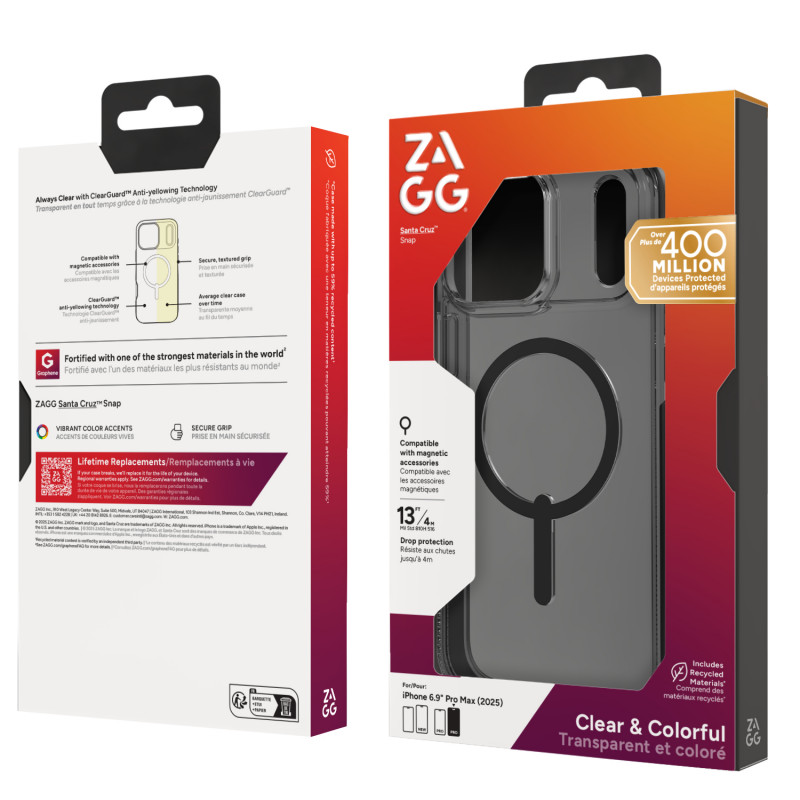 Custodia ZAGG Santa Cruz Snap per iPhone 17 Pro Max - nero mezzanotte