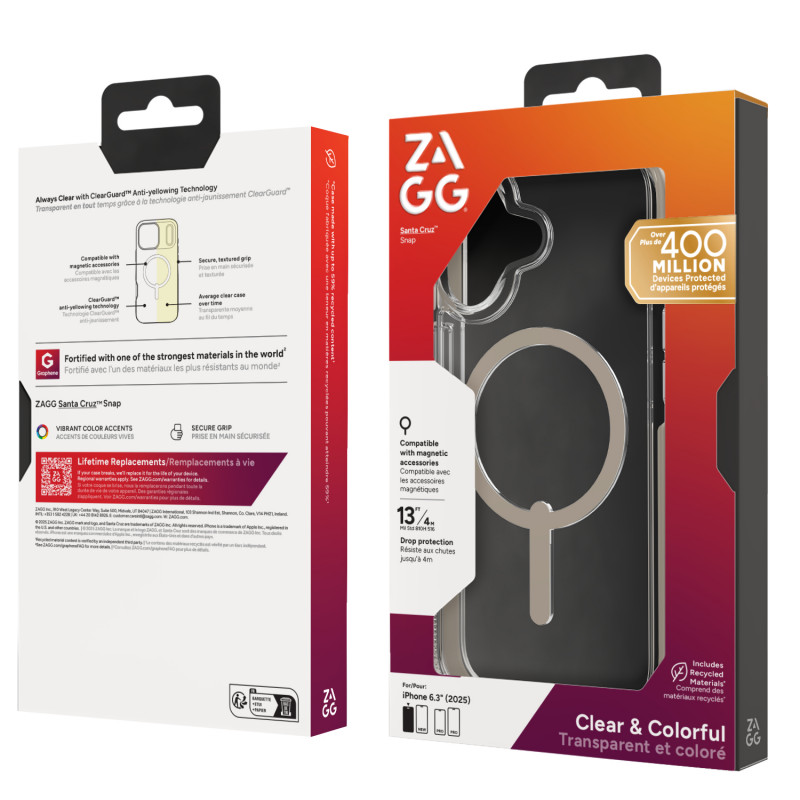 Custodia ZAGG Santa Cruz Snap per iPhone 17, titanio