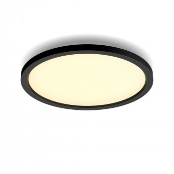Philips Hue Aurelle plafoniera rotonda nera - lampada LED smart da soffitto, regolazione bianco, 2200 lm, Bluetooth & Zigbee