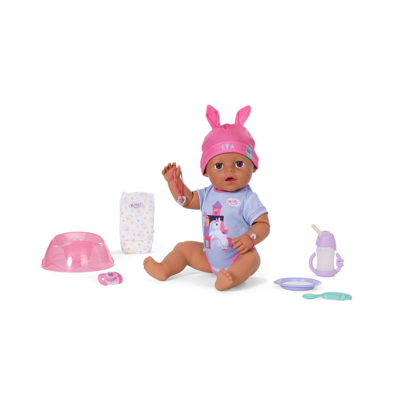 ZAPF CREATION BABY born Eva Click & Play bambola 43cm con capelli biondi e occhi azzurri