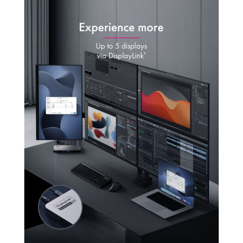 ICY BOX IB-DK7402-C31 Diamond Dock 12-in-1 docking station USB-C, 5x uscita video, 140 W PD, DisplayLink, antracite/nero