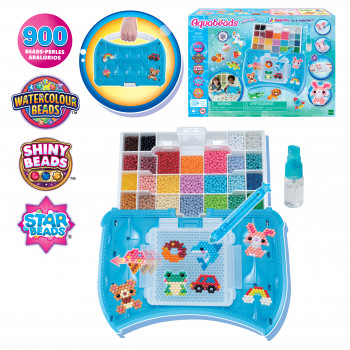 EPOCH Aquabeads Craft Studio Set starter – Oltre 800 perle ad attivazione acquosa in 12 colori, vassoio riutilizzabile, penna per perle e spruzzatore, senza calore né colla, set creativo di perline per bambini dai 4 anni