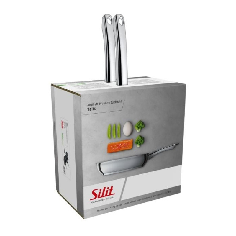 SILIT Talis set di padelle con spatola, 20 & 24 cm, acciaio inox/nero