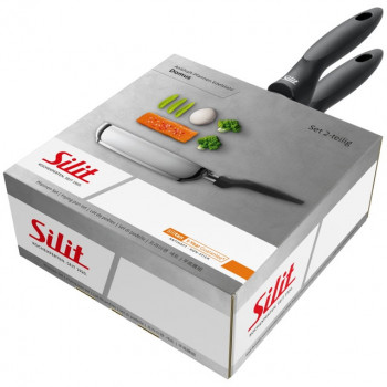 SILIT Domus set padelle 24 & 28 cm, acciaio inox con manico nero, adatto all'induzione, 2 pezzi