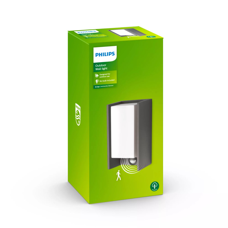 Philips myGarden IR ES lampada da parete Bridge 42W con rilevatore di movimento antracite