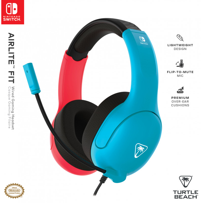 Turtle Beach Airlite Fit headset gaming con filo - blu neon e rosso TBS-8002-25