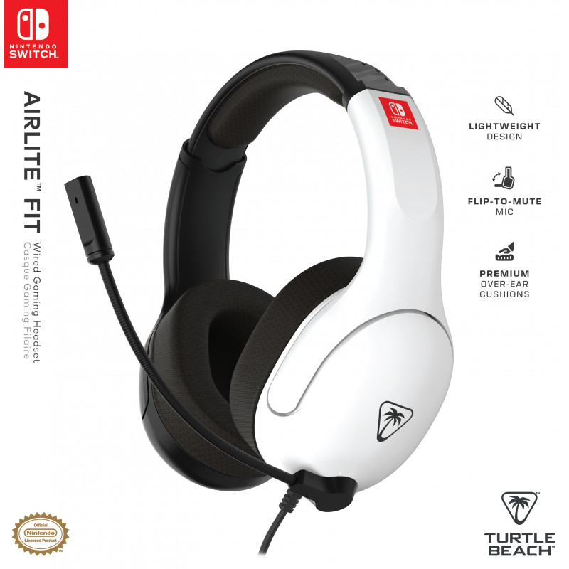 Turtle Beach Airlite Fit headset NS nero e bianco - headset gaming over-ear con filo e microfono flip-to-mute