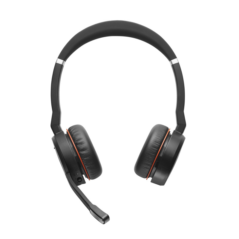 Jabra Evolve 75 MS headset wireless stereo con cancellazione attiva del rumore, certificato Microsoft Teams, connettività dual Bluetooth, Busylight, on-ear, nero
