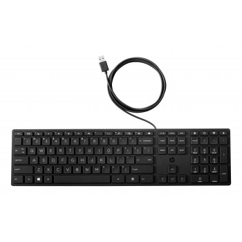 HP Desktop 320K Tastiera USB cablata – layout belga AZERTY, nera, full-size con tastierino numerico, resistente agli schizzi, per thin client e desktop (9SR37AA#AC0)