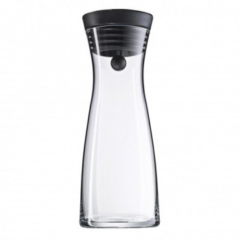 WMF Basic caraffa per acqua 0,75 L, vetro con coperchio in acciaio inox e guarnizione in silicone, trasparente/nero 06.1771.6040