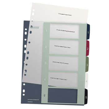 Leitz indice 1235 Style DIN A4 1-5 polipropilene multicolore 5 separatori extra-large, stampabile PC 1235-00-00