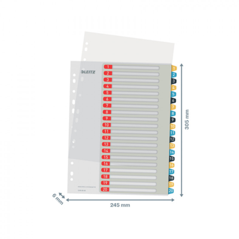 Leitz 12490000 indice numerico A4 12 linguette polipropilene