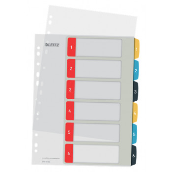 Leitz 12460000 A4 Registro numerico, 1-10, polipropilene, grigio