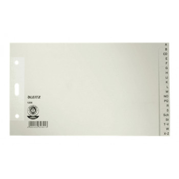 Leitz Manila Board Registro alfabetico A-Z, A5 orizzontale, 20 parti, grigio, 100 g/m², foratura 80 mm con fori rinforzati (1206-00-85)