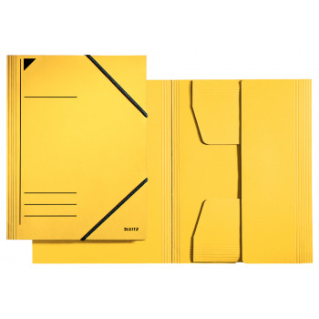 LEITZ Cartella con elastico DIN A4, cartone 320 g/m², giallo, 3 alette incollate su tutta la superficie 3981-00-15