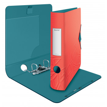 LEITZ Active Urban Chic Raccoglitore ad anelli, 180°, 65 mm, rosso chiaro, A4, poliuretano espanso, effetto duo, dorso arrotondato 1117-00-20