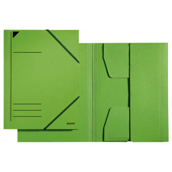 LEITZ cartella con angoli DIN A4, cartone 320 g/m², verde in cartone Colorspan, 3 alette incollate su tutta la superficie agli angoli (3981-00-55)