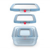 EMSA ONECLICK Set contenitori per conservazione, 3 pezzi, 0,5/1,2/2,3 L, coperchi blu, contenitori trasparenti 3110601764