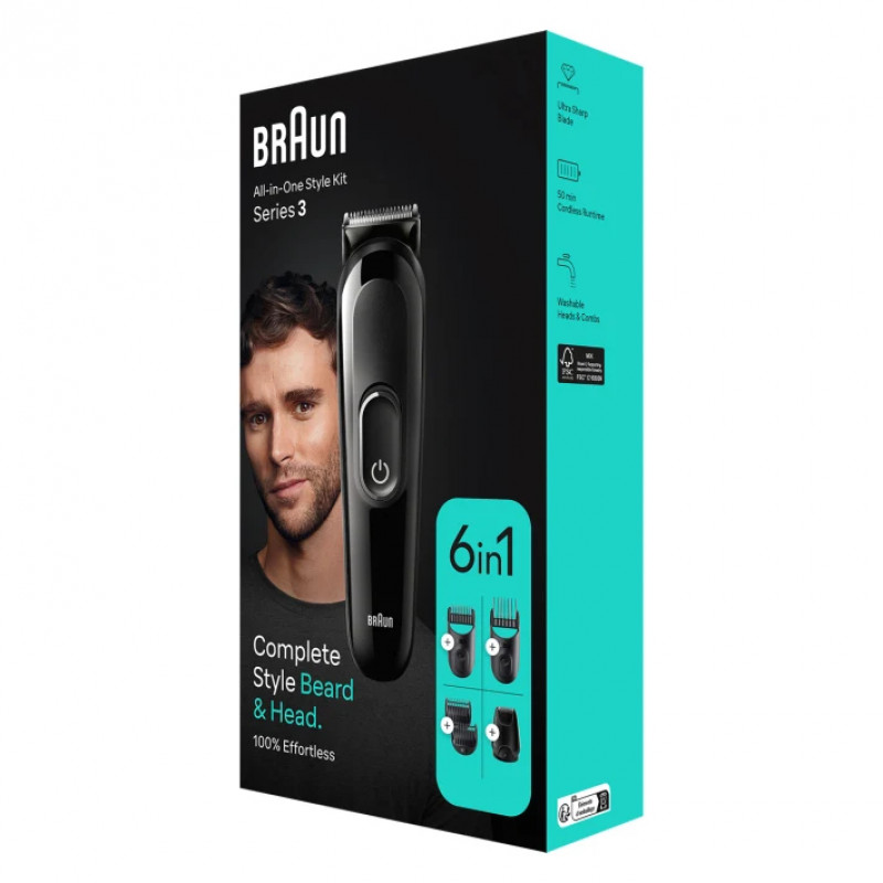 Braun All-in-One Style Kit MGK3420 set multigrooming, trimmer di precisione per barba e capelli 4210201446774