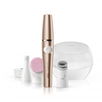 Braun FaceSpa Pro 921 epilatore viso 3-in-1, spazzola detergente & dispositivo tonificante, bronzo-bianco