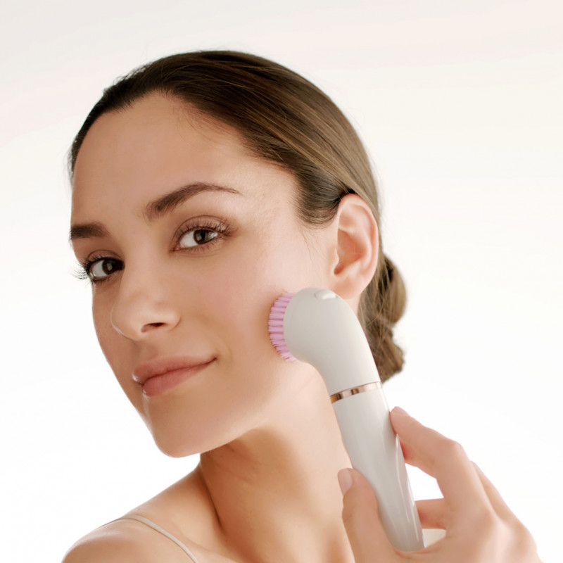 Braun FaceSpa Pro 921 epilatore viso 3-in-1, spazzola detergente & dispositivo tonificante, bronzo-bianco
