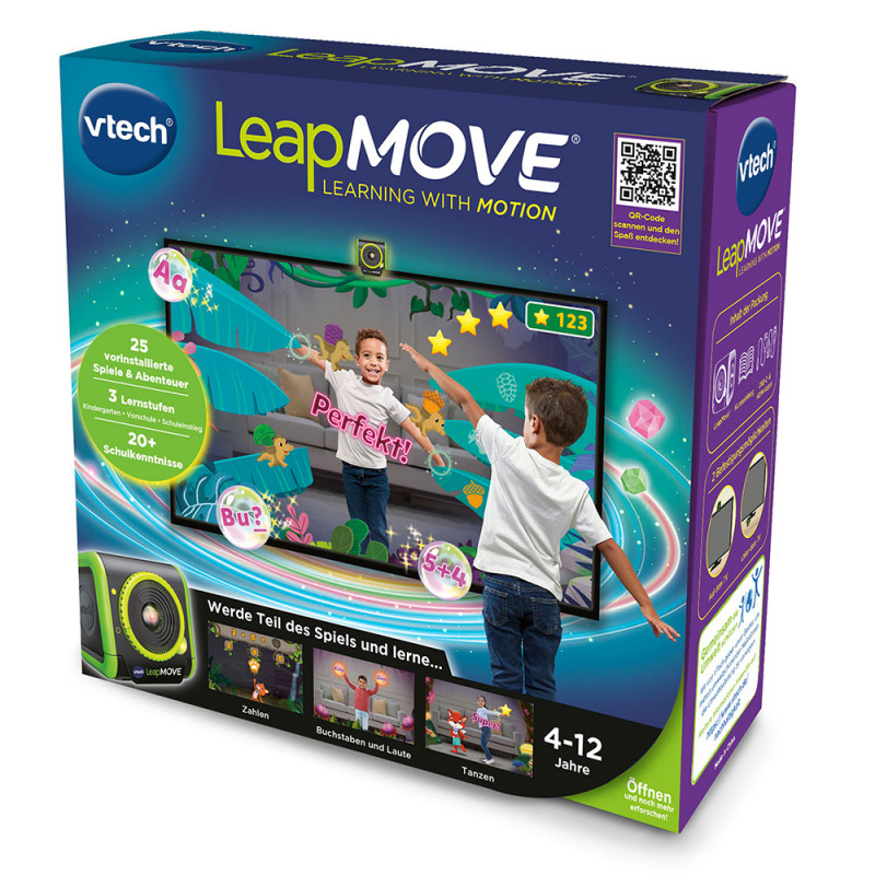 VTech LeapMOVE fitness tracker per bambini con giochi e sfide, LCD a colori, resistente agli schizzi, ricaricabile, blu/verde 80-618704