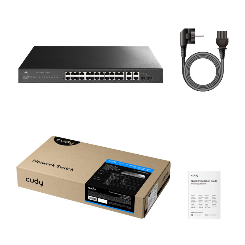 Cudy GS1028ES2 switch Gigabit Ethernet 26 porte con 2 combo SFP