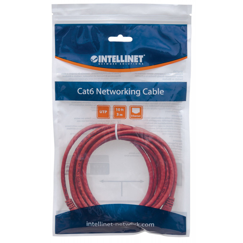 Intellinet cavo patch Cat6 UTP, 2x RJ45, stampato, 7,5 m, rosso (342193)