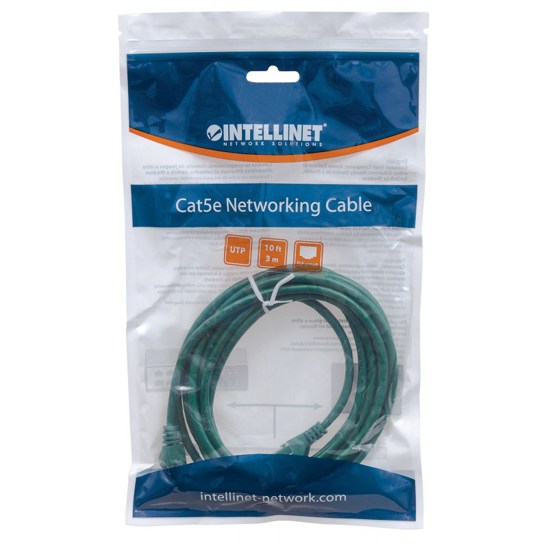 Intellinet cavo patch Cat6 UTP, 2 x RJ-45, stampato, 5,0 m, verde (343718)