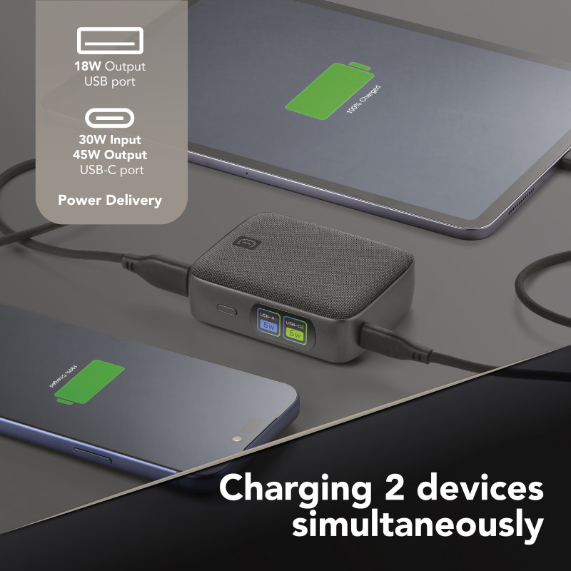 Cellularline Powerview IQ powerbank 10000 mAh, 45 W, USB-C / USB-A, display IQ 61435