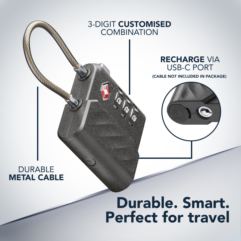 Cellularline TRACY LOCK Lucchetto smart con tracker Bluetooth tramite Apple Find My, nero 61302