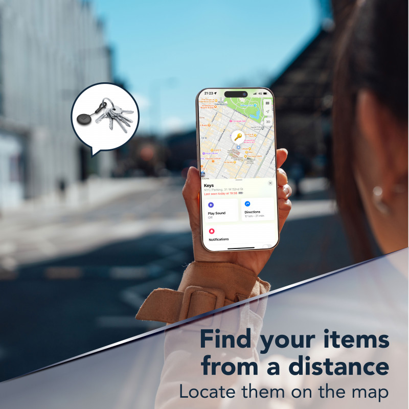 Cellularline TRACY TAG Tracker Bluetooth per Apple Find My, nero 60994