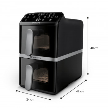 Philips Ovi Stacked Dual Basket 4000 friggitrice ad aria 9L 2700W nero e argento NA461/00