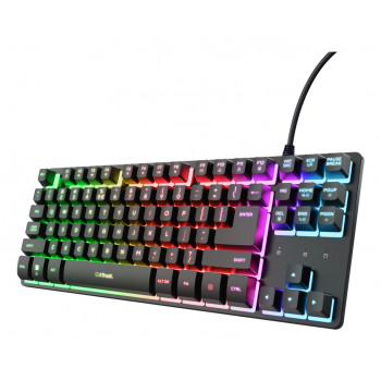 Trust Gaming GXT833 THADO tastiera gaming TKL - tenkeyless, piastra in metallo, retroilluminazione LED multicolore, membrana, USB con filo