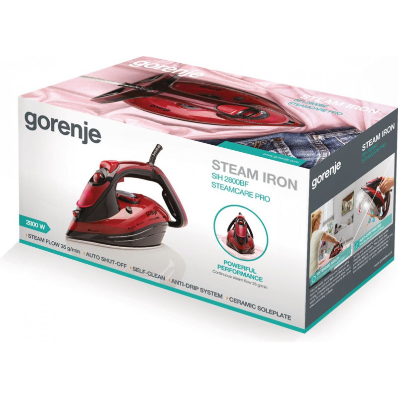 Gorenje SIH2800BF ferro da stiro a vapore 2800 W piastra in ceramica rosso