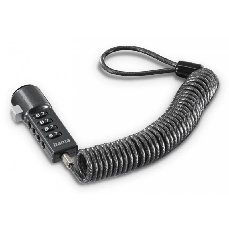 Hama lucchetto per laptop a combinazione a 4 cifre per netbook, antracite (00054106)