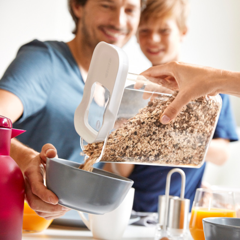 EMSA OPTIMA contenitore rettangolare per alimenti secchi 0,45 L trasparente/bianco con sigillo di freschezza, plastica senza BPA (3110600892)