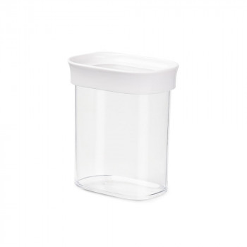 EMSA OPTIMA contenitore rettangolare per alimenti secchi, 0,38 L, trasparente con coperchio bianco, chiusura ermetica, senza BPA, 1 pezzo 3110600891