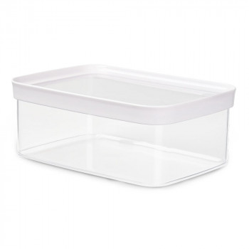 EMSA OPTIMA contenitore rettangolare per alimenti secchi, 2,0 L, trasparente con coperchio bianco, sigillo di freschezza ermetico, plastica senza BPA, 1 pezzo 3110600898
