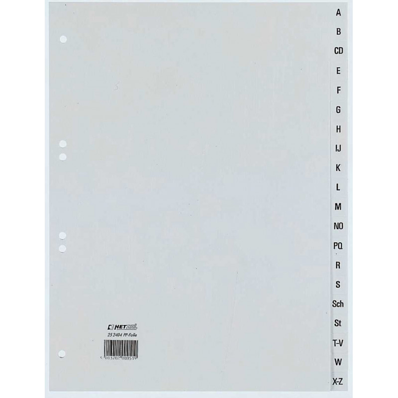 REXEL HETZEL A4 indice A-Z, 20 linguette, polipropilene, grigio, foratura 80-80-80 mm 25240481
